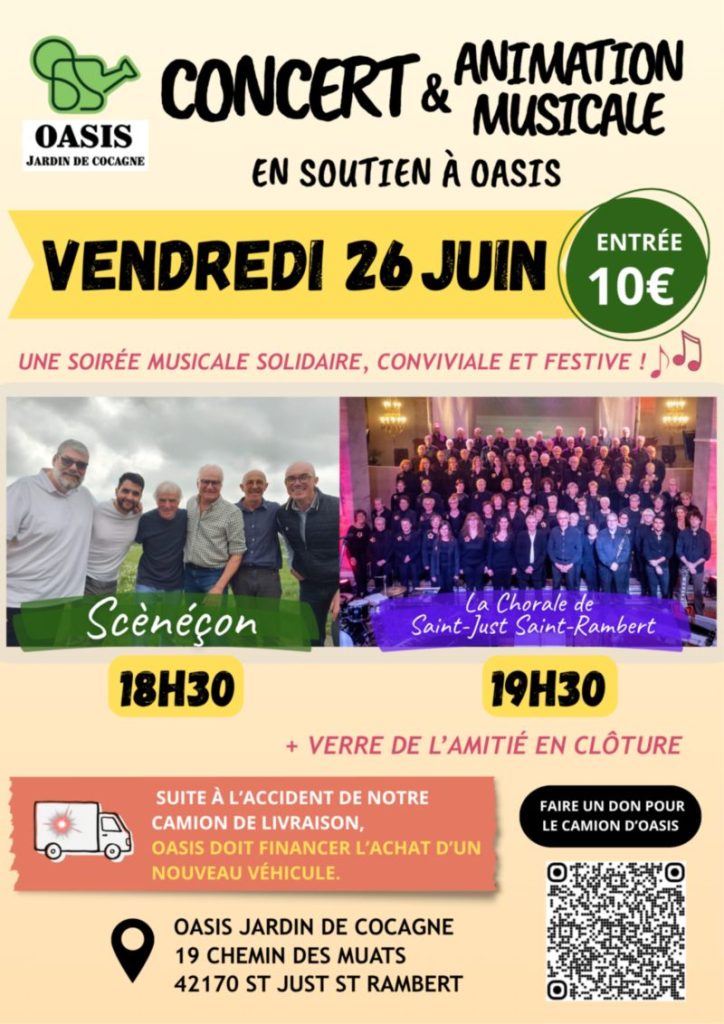 Le 26 juin 2026, le groupe Scènéçon et la Chorale de Saint Just Saint Rambert donne une répétition publique dans l'espace Oasis dans le quartier de Saint Rambert.